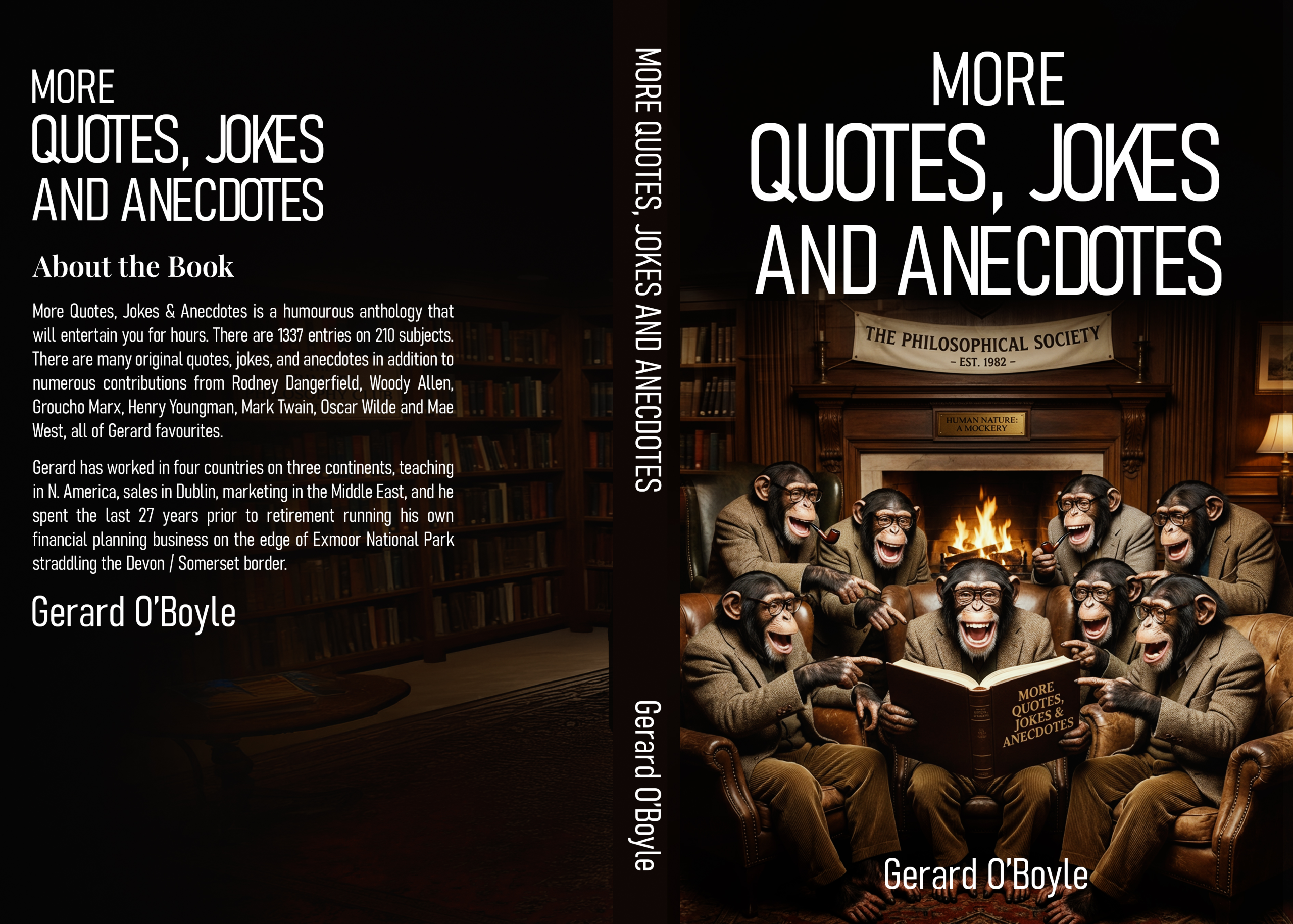 Official book cover by Gerard O'Boyle for More Quotes, Jokes and Anecdotes featuring creative typography and style